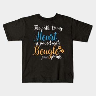 The path to my heart is paved with beagle pawprints Kids T-Shirt